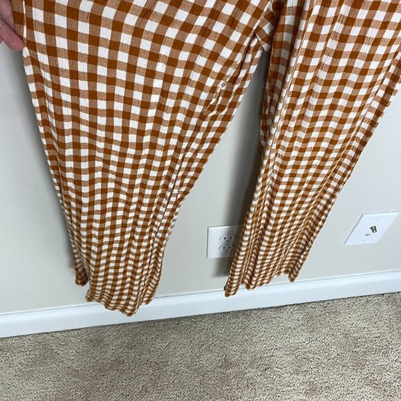 Saylor Gingham Plaid Jumpsuit Laken Apricot Womens XS Ruffle Tie Front - Picture 6 of 13